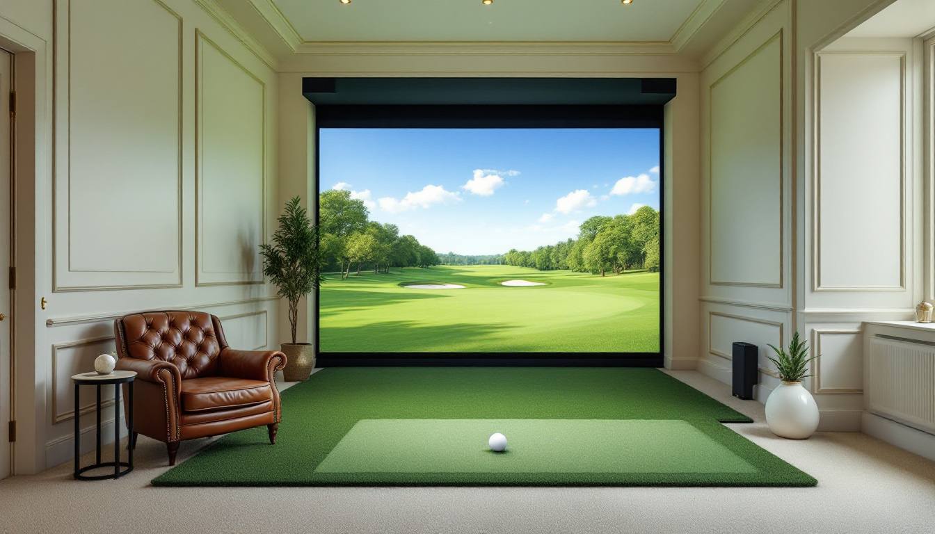 Illustrative image: a small private simulator studio with a leather armchair